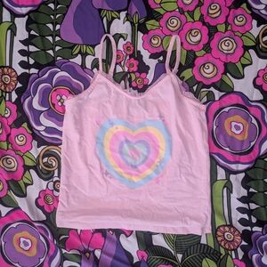 Pink Heart Graphic Tank Top